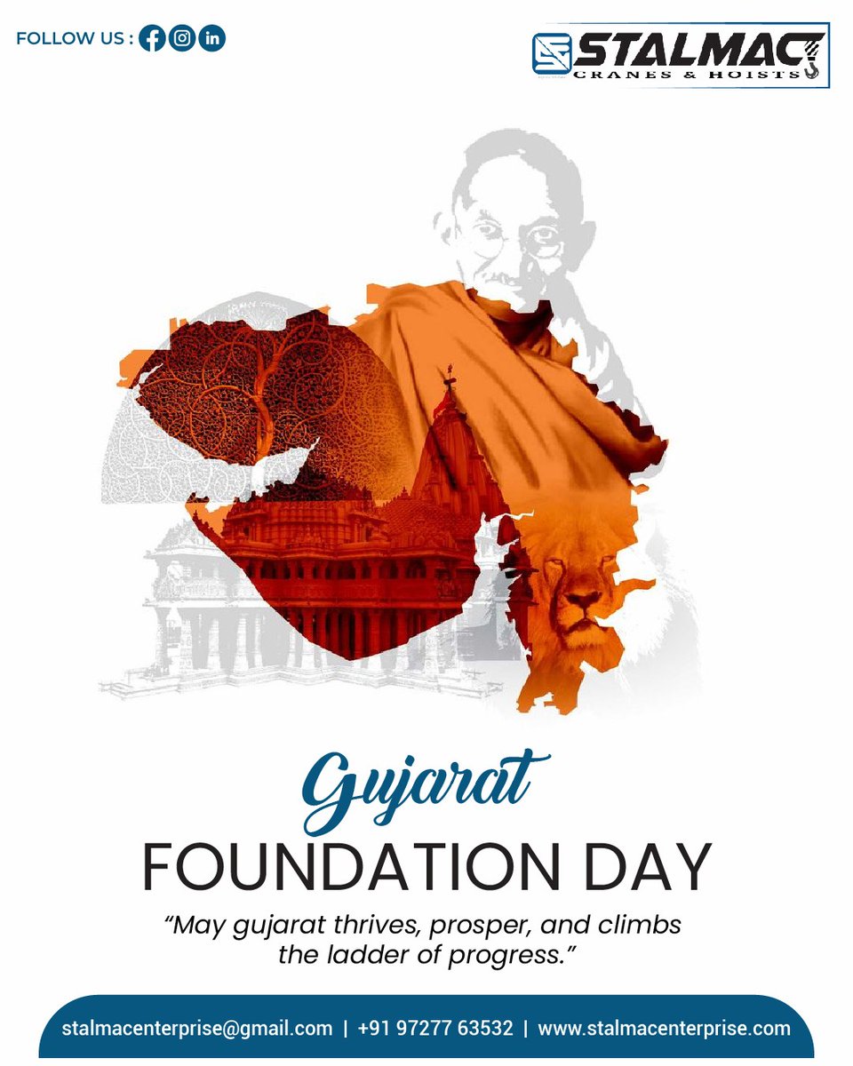 StalmacE's tweet photo. Celebrating the spirit, culture, and progress of Gujarat! Happy Gujarat Foundation Day from Stalmac Enterprise. 🇮🇳 #GujaratFoundationDay #StalmacEnterprise #ProudlyGujarati #ProgressWithPride https://t.co/gef8l9h1yZ