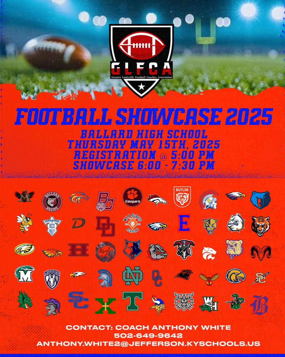 🚨🚨🚨🚨🚨

3 weeks away from this years GLFCA Showcase. College Coaches this is a great opportunity to get eyes on some of the best athletes in the area. 

🗓️Thursday May 15th
⏰6:00pm-7:30pm
📍Ballard High School