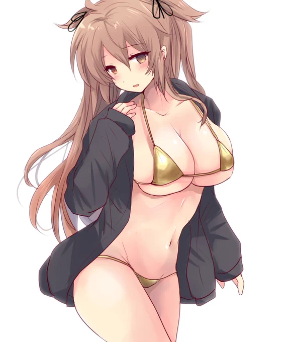 GWは金ビキニということでとりあえず村雨ちゃんに着てもらう 