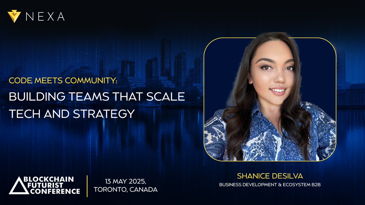 NexaMoney's tweet photo. 🎙 Shanice Desilva, @NexaMoney Business Development & Ecosystem B2B, will speak at Canada’s largest Web3 event, @Futurist_conf.  

"Code Meets Community: Building Teams that Scale Tech and Strategy" 

📅 13 May 2025
📌 Toronto, Canada

🌐 https://t.co/KpojuXU2li