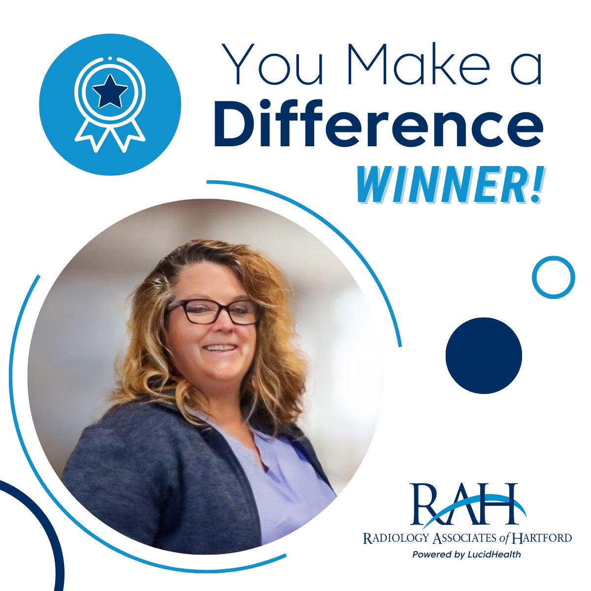 Rahxray's tweet photo. 🎉 Congratulations to Sarah on recently receiving the 🌟 You Make a Difference Award! Thank you, Sarah, for going above and beyond for patients and for your team - your hard work and dedication is greatly appreciated!

#RAH #RadiologyAssociatesofHartford #poweredbylucidhealth https://t.co/ScP93YQVaL