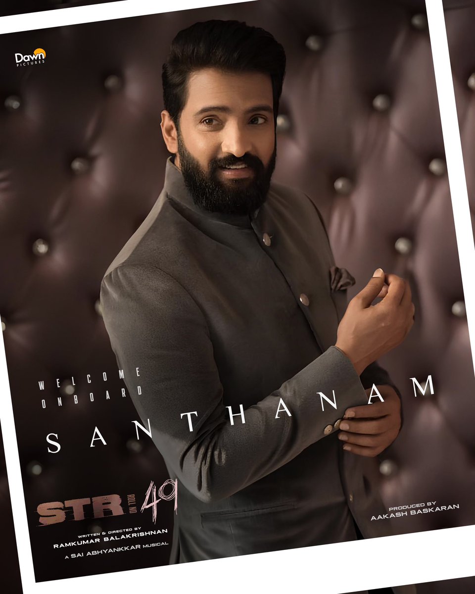 DawnPictures (@dawnpicturesoff) on Twitter photo #STR49 is going to the next level 💥
The most awaited reunion is here 🤝🧨
Welcoming <a href="/iamsanthanam/">Santhanam</a> on board
<a href="/SilambarasanTR_/">Silambarasan TR</a> <a href="/AakashBaskaran/">Aakash baskaran</a> <a href="/ImRamkumar_B/">Ramkumar Balakrishnan</a> <a href="/SaiAbhyankkar/">abhyankkar</a> <a href="/11Lohar/">Kayadu Lohar</a> #STR49 is going to the next level 💥
The most awaited reunion is here 🤝🧨
Welcoming <a href="/iamsanthanam/">Santhanam</a> on board
<a href="/SilambarasanTR_/">Silambarasan TR</a> <a href="/AakashBaskaran/">Aakash baskaran</a> <a href="/ImRamkumar_B/">Ramkumar Balakrishnan</a> <a href="/SaiAbhyankkar/">abhyankkar</a> <a href="/11Lohar/">Kayadu Lohar</a>