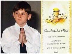 The First Holy Communion card of Lionel Messi.