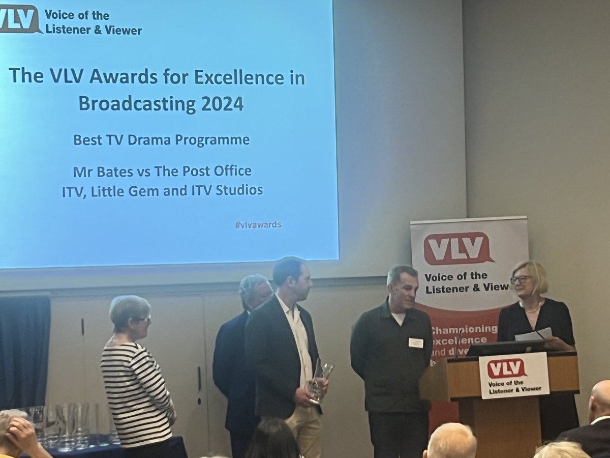 janemartinson's tweet image. Mr Bates vs the Post Office wins best TV drama @vlvawards of course. Producer @Patrickspence2 pays tribute to not just the team but the journalists who followed the story 🙌🏼