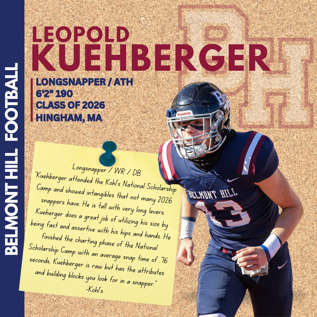 Belmont Hill Football (@belmonthillfb) on Twitter photo SPRING SPOTLIGHT 🔦
<a href="/LeoKuehberger/">Leopold Kuehberger</a>
Longsnapper / ATH
c/o 2026
6'2" 190
hudl.com/video/3/183527… SPRING SPOTLIGHT 🔦
<a href="/LeoKuehberger/">Leopold Kuehberger</a>
Longsnapper / ATH
c/o 2026
6'2" 190
hudl.com/video/3/183527…