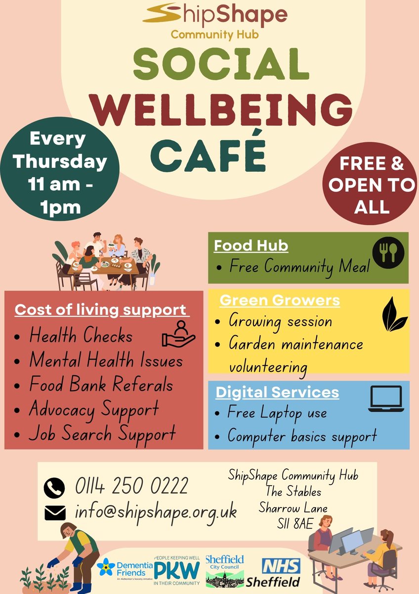 Hello , 
Tomorrow is our social wellbeing cafe