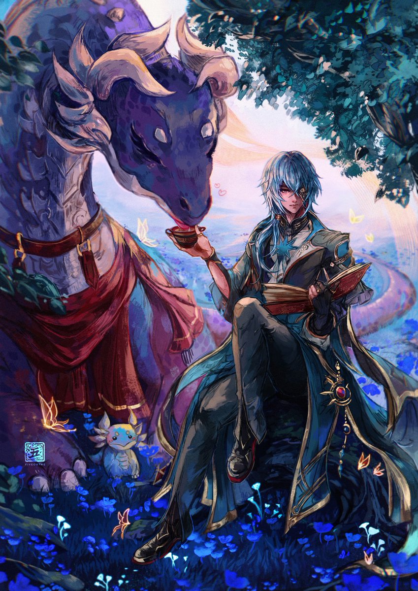 How Anaxa spends his day off 😄🦕📔

#anaxa #honkaistarrail