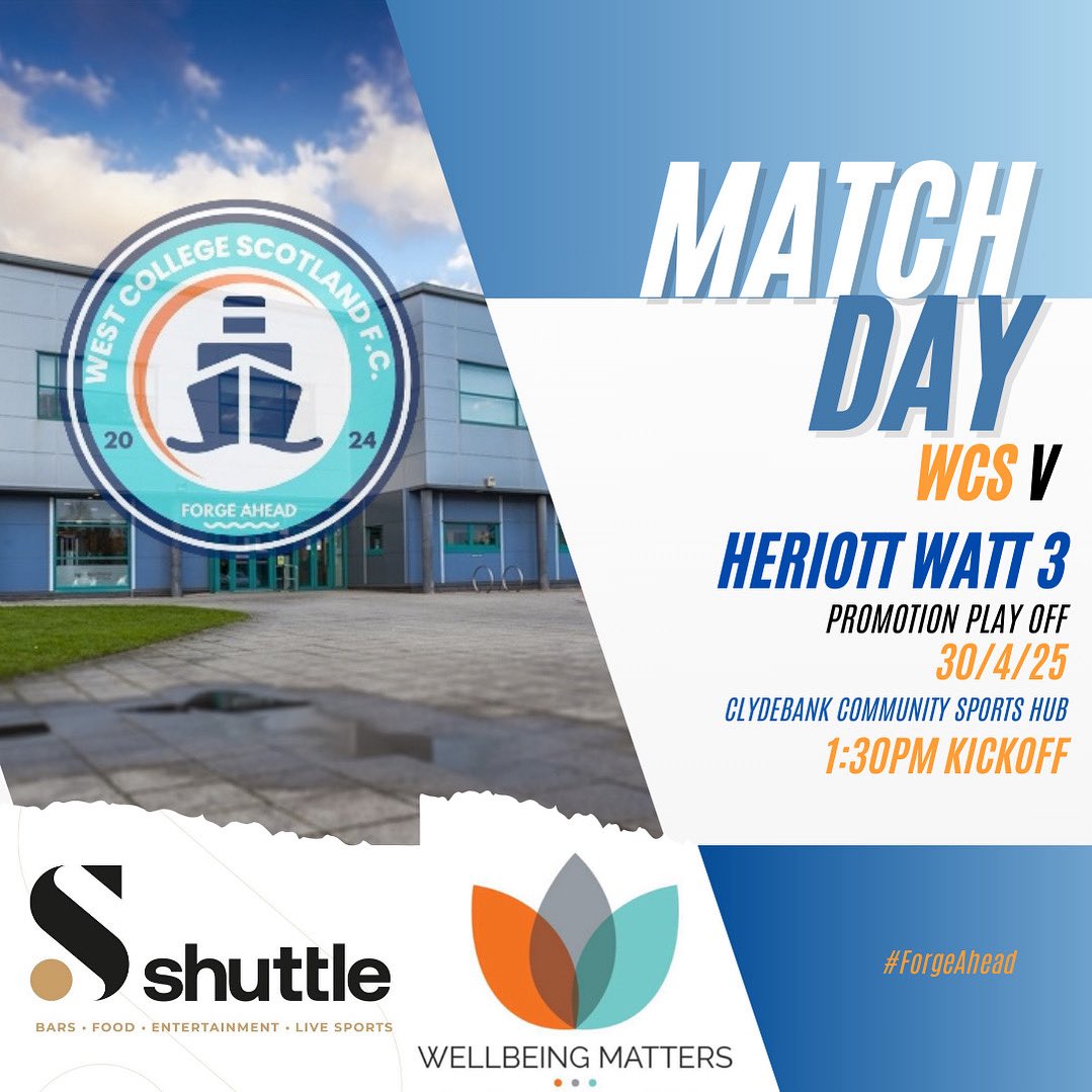 wcs_fc's tweet photo. FINAL MATCH DAY!
It’s the deciding day to see if we get promoted after our league title win, and it’s familiar faces in @hwufc_ 3s who we already faced off against in the cup final in St Andrews ⛴️🧡 #ForgeAhead https://t.co/o7tTuyoIUB