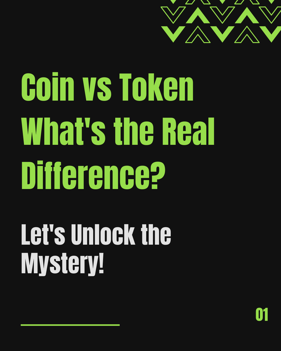 VinterestA's tweet photo. 🪙 Coin vs 🔖 Token — same same, but very different!
Coins run on their own blockchain (like Bitcoin), while tokens live on existing blockchains (like USDT on Ethereum).
#CryptoBasics #CoinVsToken #BlockchainExplained #CryptoInvesting #LearnCrypto #CryptoForBeginners https://t.co/nRPKOoRv9g