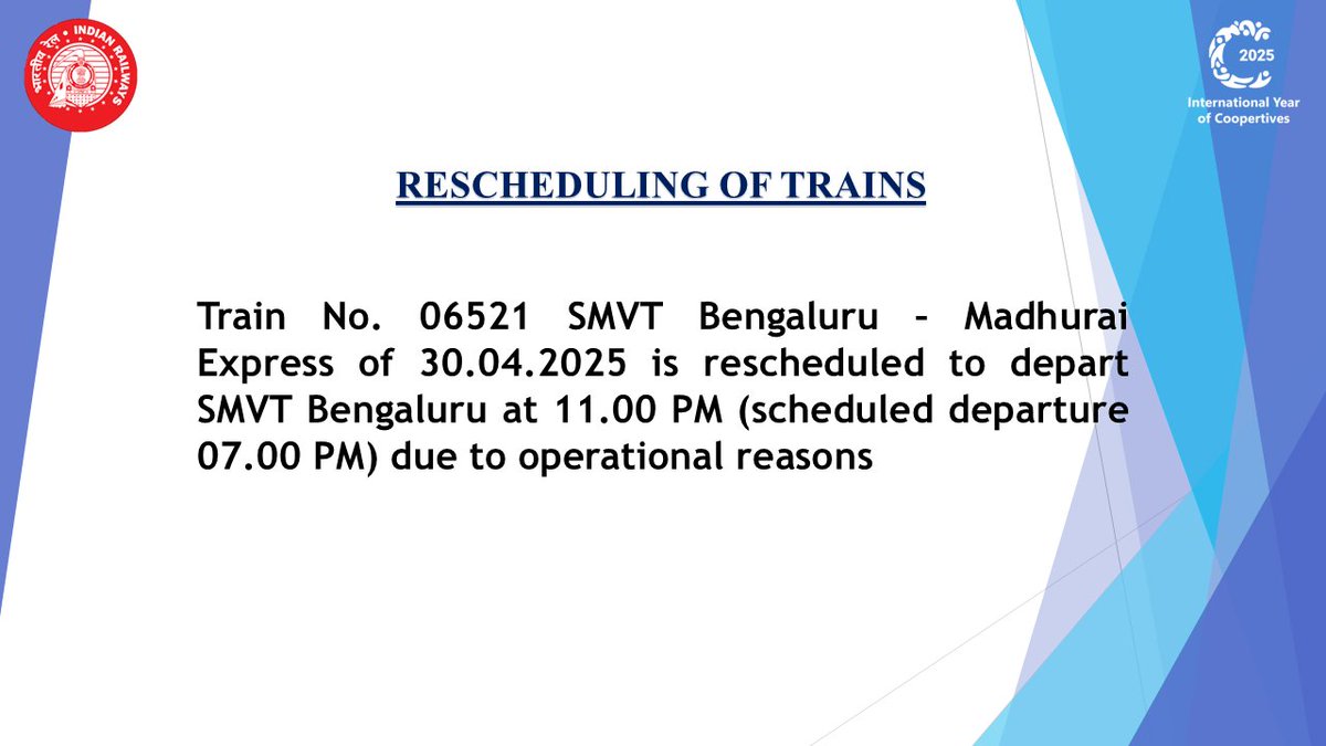 SWRRLY's tweet photo. Reschedule #Alert :
#SWRupdates https://t.co/poKUbELk0a