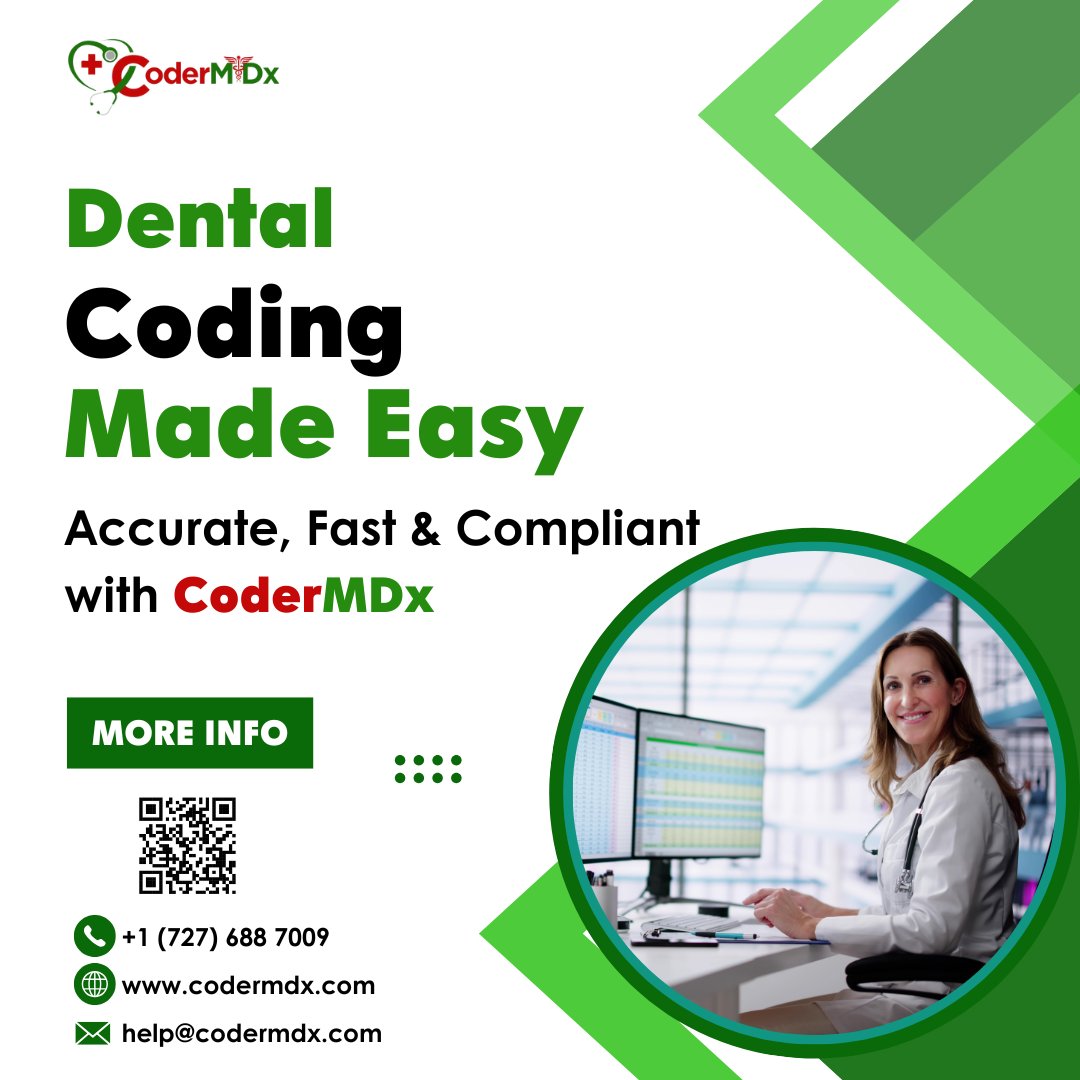 codermdx25's tweet image. Unlock the secrets of dental coding with CoderMDx! Our innovative platform ensures accuracy, speed, and compliance, making your practice more efficient. Say goodbye to coding headaches!
Visit us: codermdx.com
#DentalCoding #CoderMDx #EfficientPractice #AccuracyMatters