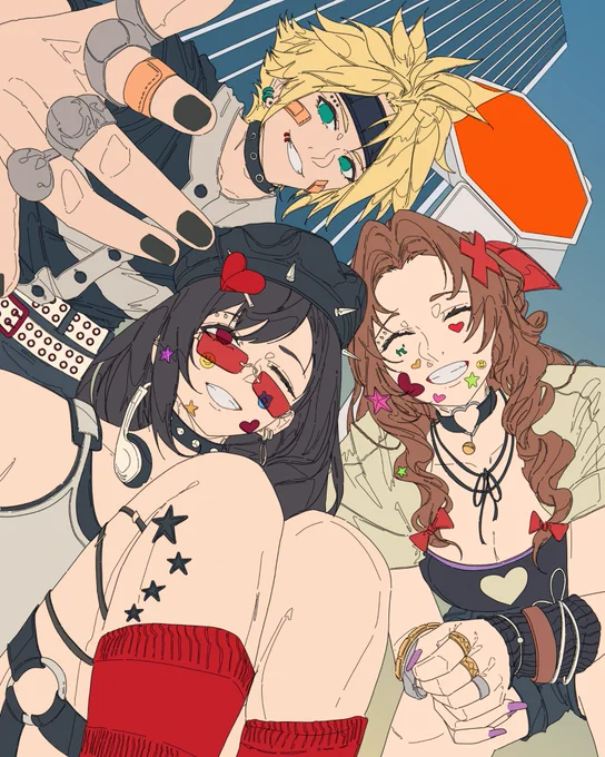 Tifa Aerith and Cloud wip