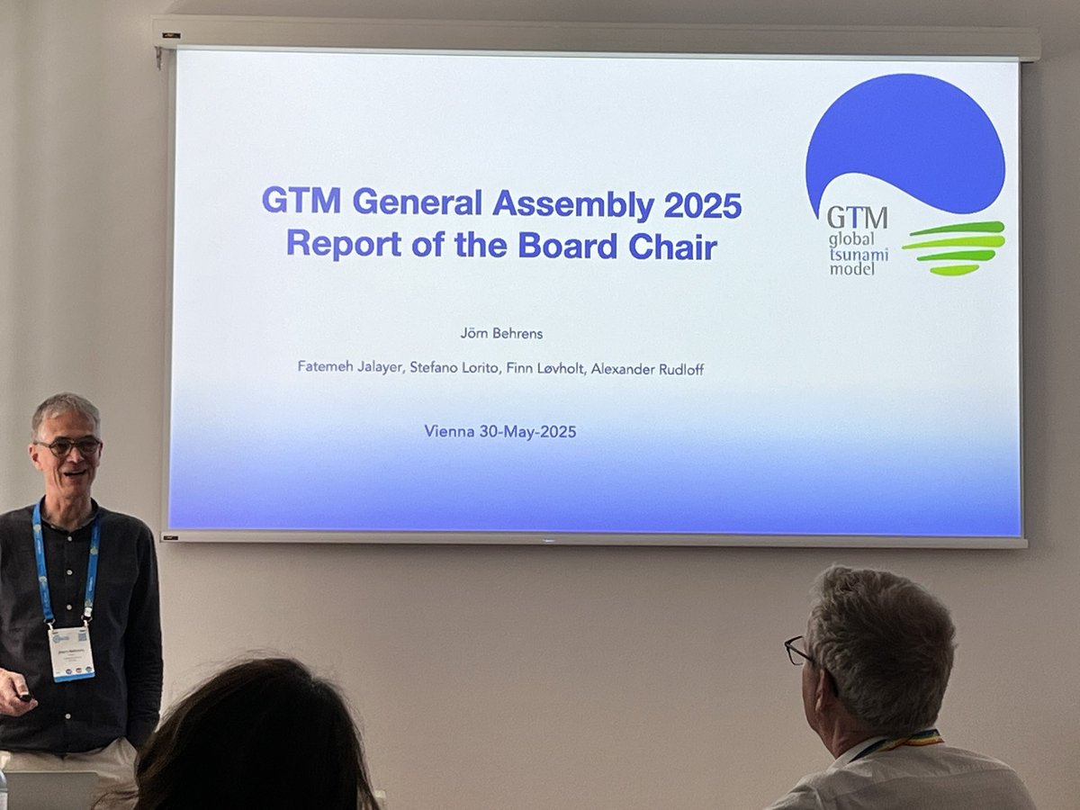 First regular General Assembly of the GTM (Global Tsunami Model) Association e.V. at EGU 2025! 🌊📊 The Board Chair, Jörn Behrens, presented the “Report of the Board Chair” #egu2025 #gtm #tsunami