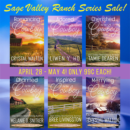 𝗛𝘂𝗴𝗲 𝗦𝗮𝗹𝗲!

You can get all six books in the Sage Valley Ranch series for only 𝟵𝟵¢ each through May 4th.

amazon.com/dp/B07PQ9Q5LW

Cowboys, ranch life, and all in a small Texas town. These books will keep you laughing and swooning from one clean romance to the next.