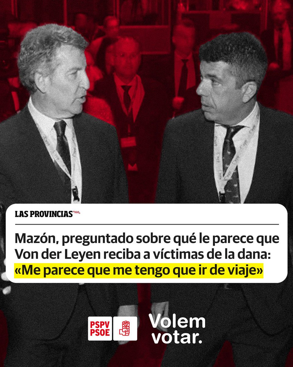pspvfoios's tweet photo. A Mazón le dan igual las víctimas de la DANA.

Mazón les da la espalda y huye a Nueva York.

#MazónDimissió #VolemVotar https://t.co/esTBdnJjwm