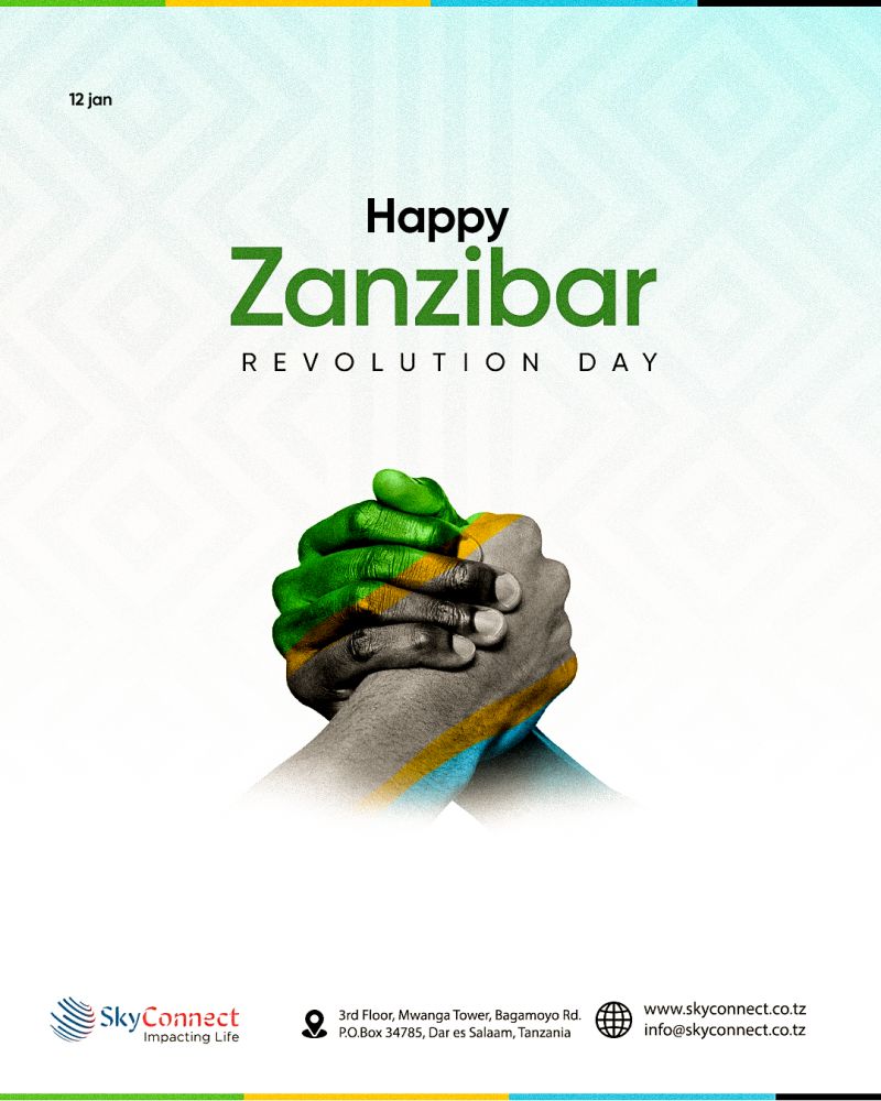 Skyconnect_'s tweet photo. On this day in 1964, the people of Zanzibar stood united to reclaim their dignity and shape a brighter future. Their resilience and determination remind us of the power of unity in building lasting legacies.

As we celebrate Zanzibar Revolution Day, let us honor this history https://t.co/Q0p4MUTutk