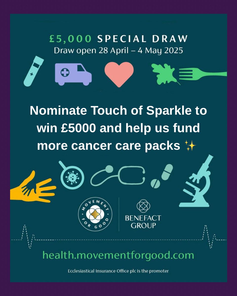 Touch of Sparkle (@_touchofsparkle) on Twitter photo Please help us be in with a chance to win £5000 to fund more cancer care packs thanks to <a href="/benefactgroup/">Benefact Group</a>! Link below 💜🙏
🗳️ health.movementforgood.com/index.php?cn=1…
#cancer #cambridge #huntingdon #peterborough #vote #charity #nonprofit #movementforgood #volunteering #fundraising #breastcancer Please help us be in with a chance to win £5000 to fund more cancer care packs thanks to <a href="/benefactgroup/">Benefact Group</a>! Link below 💜🙏
🗳️ health.movementforgood.com/index.php?cn=1…
#cancer #cambridge #huntingdon #peterborough #vote #charity #nonprofit #movementforgood #volunteering #fundraising #breastcancer