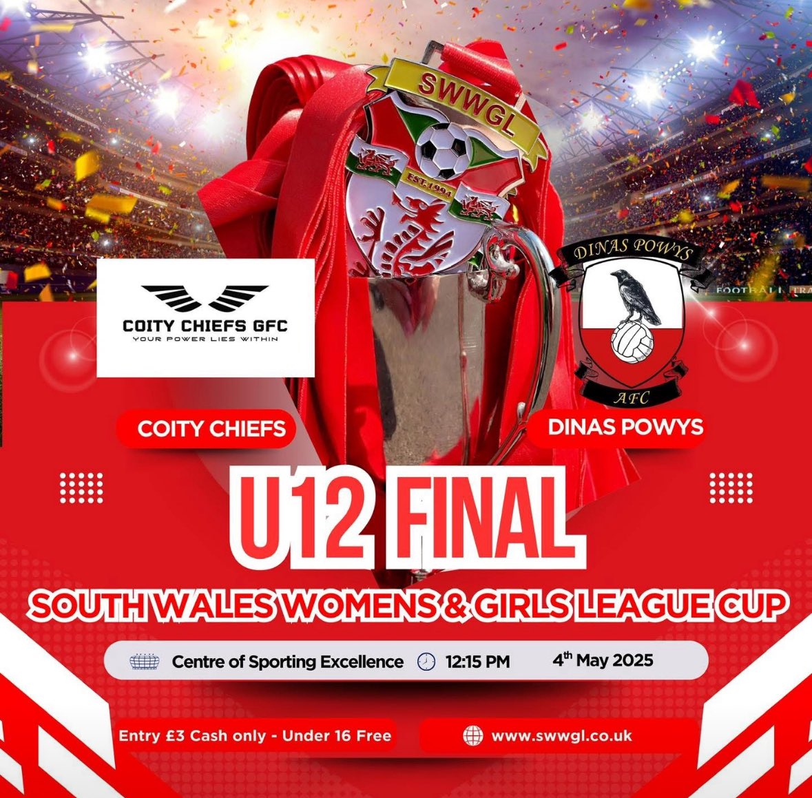 CoityGfc's tweet photo. ⚽️⚽️⚽️ A wonderful achievement from our U12s! It would be great to get as many of us down as possible to support our girls on Sunday🟥⬜️⬛️ Best of luck girls, you’re all doing the club proud👏 https://t.co/Nrylmak13d