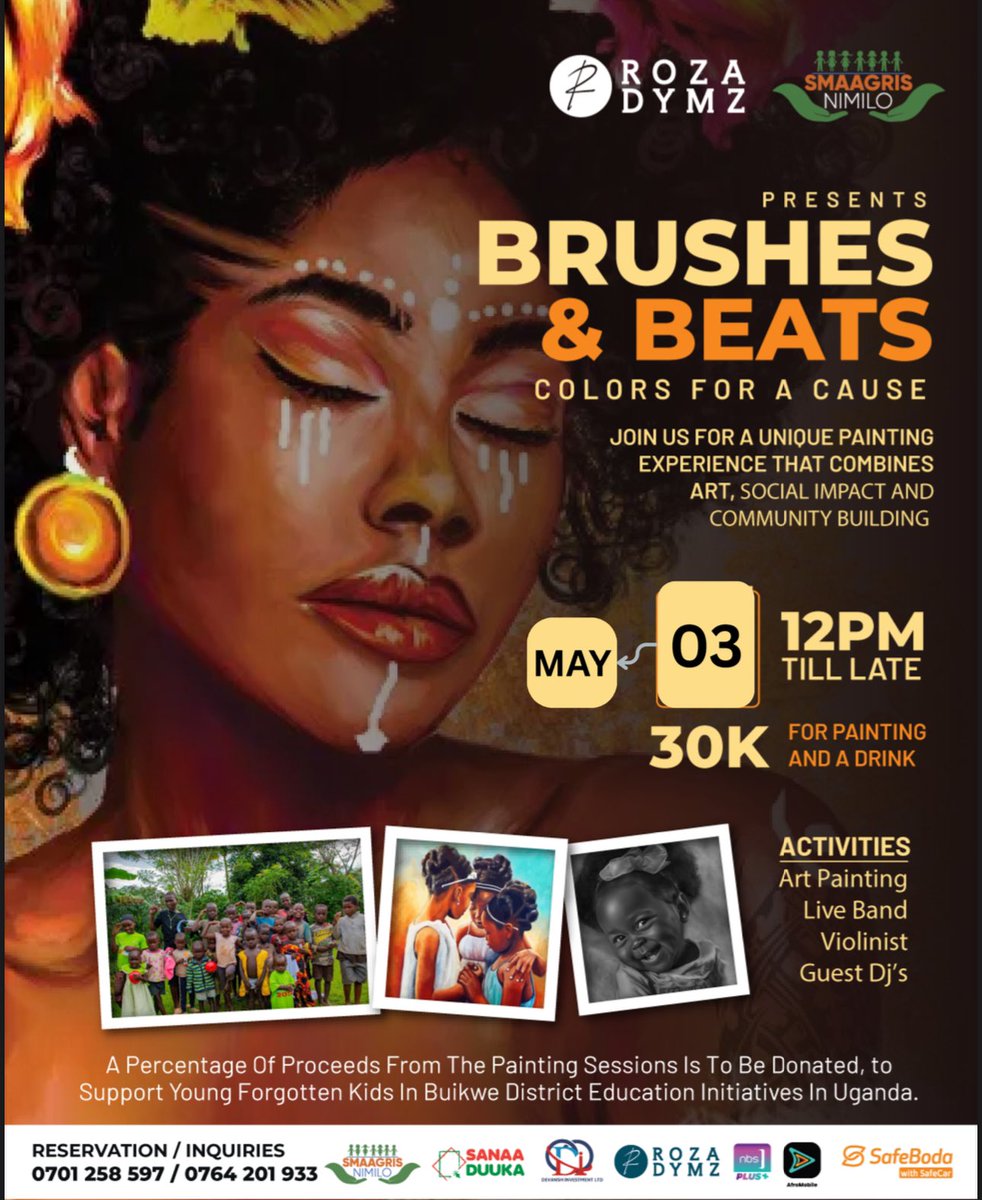 babyfaceug's tweet photo. Paint, vibe, repeat >> Join @smaagris’s  session on May 3rd, this very Saturday at @RozaDymz starting from 12pm-late. Live music performance by Afro Menco.! 

Don't miss out!🔥 #BrushesAndBeats https://t.co/ZmWAc2HJNd