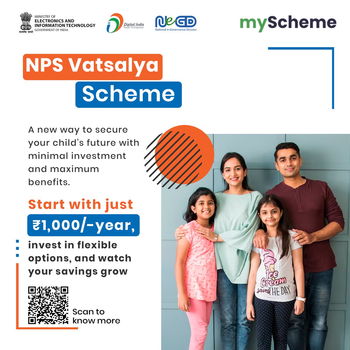 🌟 Secure Your Child's Future with NPS Vatsalya Scheme! 🌟
Start investing with just ₹1,000/year and enjoy flexible options with maximum benefits.
📈 Minimal investment, long-term growth!

#NPSVatsalya #ChildFuturePlan #DigitalIndia #InvestmentMadeEasy
#DigitalIndia