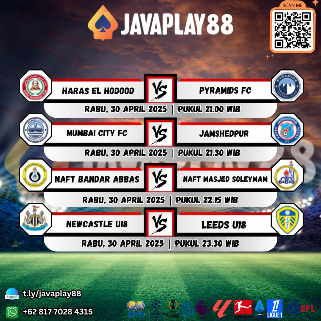 javaplay88X's tweet photo. ⚽️ Pertandingan Seru Hari Ini di JAVAPLAY88! ⚽️

Jangan lewatkan aksi seru dari tim-tim besar yang bertanding hari ini! Saksikan pertandingan langsung dengan kualitas streaming terbaik hanya di JAVAPLAY88. Siapakah yang akan keluar sebagai pemenang? https://t.co/GkPRj8rDKL