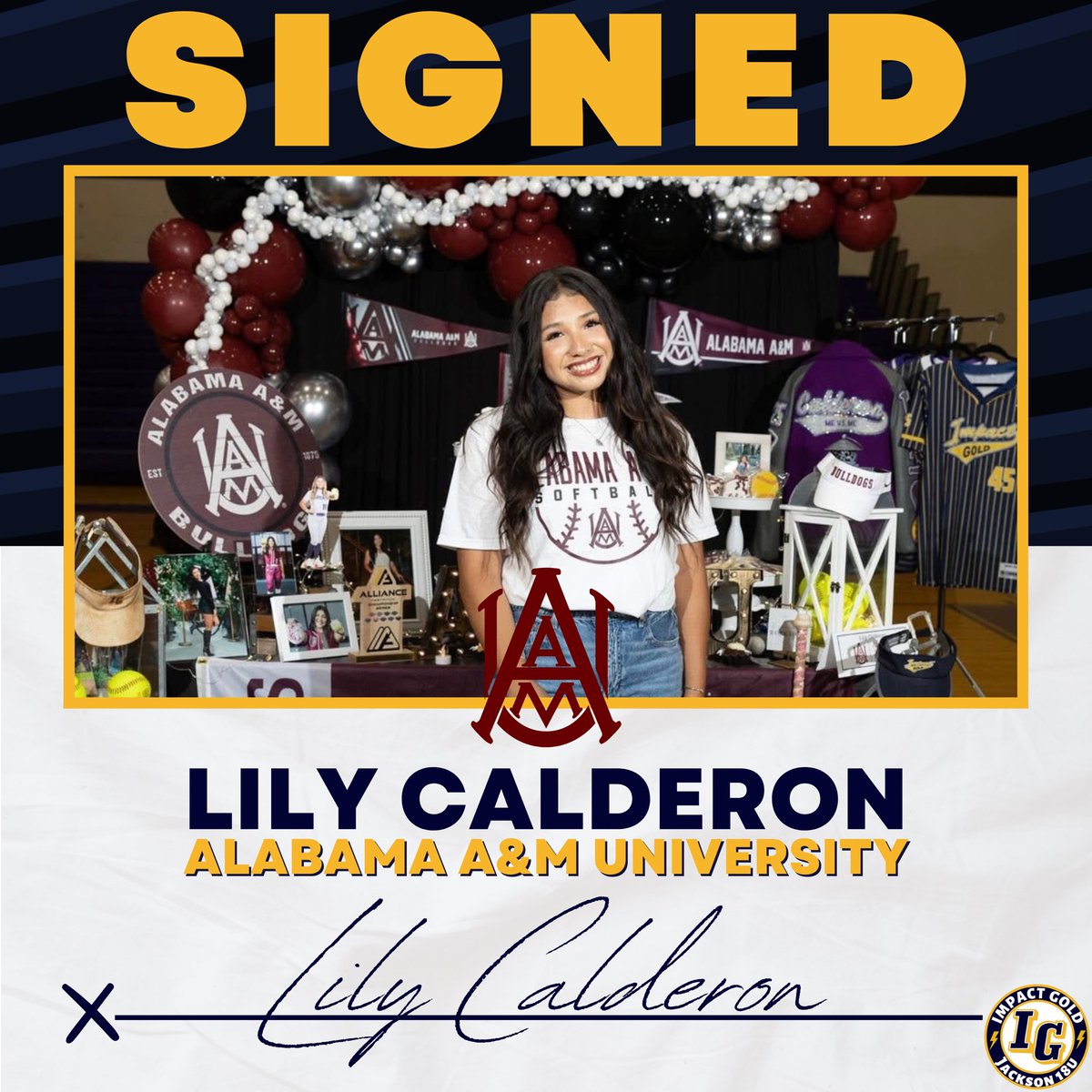 Impact Gold Jackson 18U🥎 (@ig_jackson18u) on Twitter photo SIGNED✍️
Lily Calderon is officially on her way to Alabama A&M!! Congratulations <a href="/lilycalderon_06/">Lily Calderon</a>!! We’re so proud of you!!
#betheimpact #trusttheprocess #goldblooded #igjackson18u SIGNED✍️
Lily Calderon is officially on her way to Alabama A&M!! Congratulations <a href="/lilycalderon_06/">Lily Calderon</a>!! We’re so proud of you!!
#betheimpact #trusttheprocess #goldblooded #igjackson18u