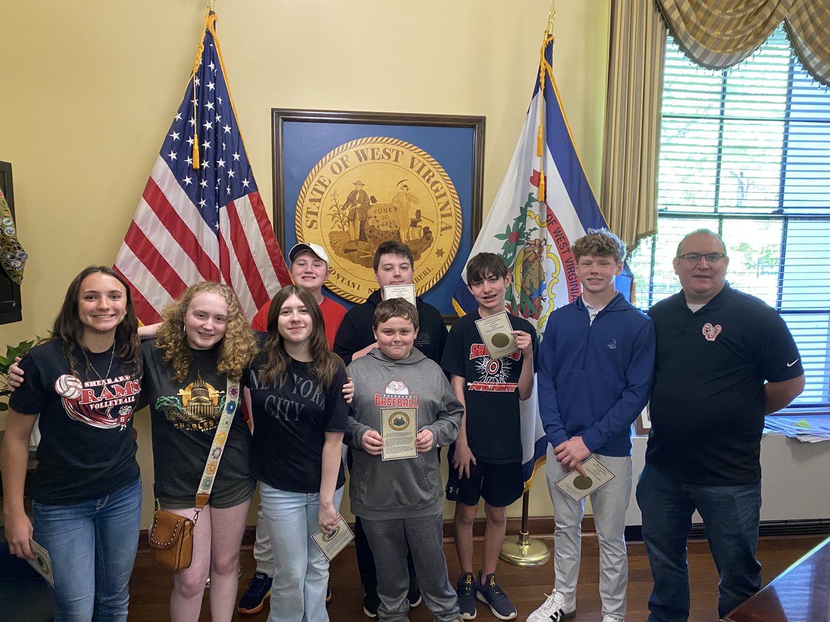 Students from Sherrard Middle School's History Bowl team in Marshall County stopped the WV Secretary of State's Office on Monday to learn more about the important work we do to serve West Virginians and experience some living history by hand-pressing their own souvenir state seal