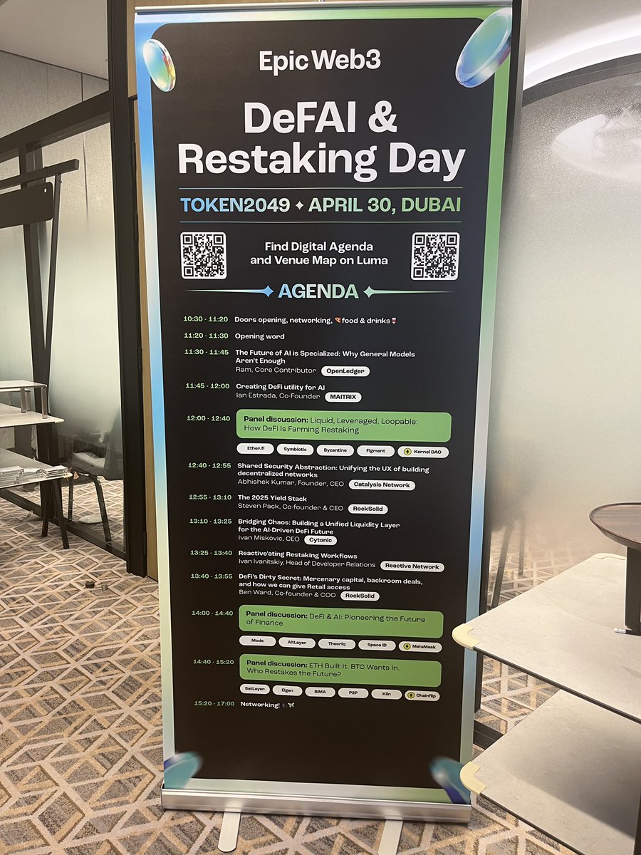 Gwen (@gwenole_m) on Twitter photo Interesting conversation around Defi & AI with ⬇️
<a href="/JRossTreacher/">James Ross 🟡</a> from <a href="/modenetwork/">Mode 🟡</a>
<a href="/maqstik/">Amrit Kumar</a> from <a href="/alt_layer/">AltLayer</a>
<a href="/ronbodkin/">Ron Bodkin</a> from <a href="/TheoriqAI/">Theoriq</a>
Harrison from <a href="/SpacelDProtocol/">SPACE ID</a>
Francesco from <a href="/MetaMaskDev/">MetaMask Developer</a>
Key takeaways
✅Specialised agents are maturing
✅Too many silos around tooling Interesting conversation around Defi & AI with ⬇️
<a href="/JRossTreacher/">James Ross 🟡</a> from <a href="/modenetwork/">Mode 🟡</a>
<a href="/maqstik/">Amrit Kumar</a> from <a href="/alt_layer/">AltLayer</a>
<a href="/ronbodkin/">Ron Bodkin</a> from <a href="/TheoriqAI/">Theoriq</a>
Harrison from <a href="/SpacelDProtocol/">SPACE ID</a>
Francesco from <a href="/MetaMaskDev/">MetaMask Developer</a>
Key takeaways
✅Specialised agents are maturing
✅Too many silos around tooling