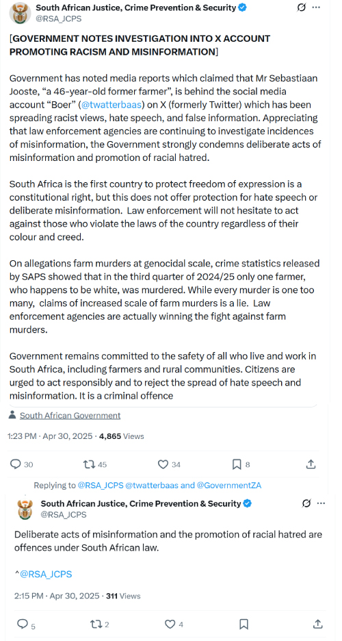 Politicsweb's tweet photo. Thanks to @News24 exposure of @Twatterbaas' identity - and the target they placed on him (literally) - he is now being threatened with arrest and imprisonment by SA's  state security organs. https://t.co/Ph9IHYfA1V https://t.co/3qhRytSsEH