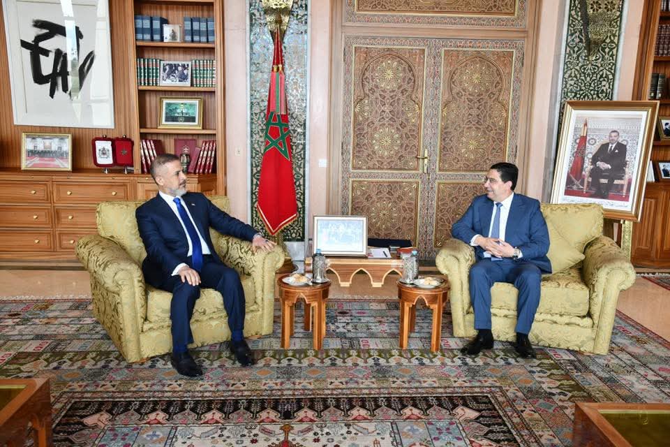 🔴🟢||▪︎ بتعليمات سامية من صاحب الجلالة الملك محمد السادس نصره الله، استقبل السيد ناصر بوريطة، وزير الشؤون الخارجية والتعاون الإفريقي والمغاربة المقيمين بالخارج، اليوم بالرباط، السيد محمد علي تميم، نائب رئيس مجلس الوزراء ووزير التخطيط بجمهورية العراق، الذي حلّ بالمملكة مبعوثًا
