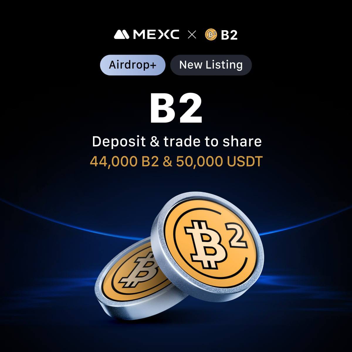 Cash₿ro🔥 (@cryptobro100x) on Twitter photo 📢 LIVE NOW: B2 X MEXC Airdrop! 📢 
💫 MEXC new users, this one's for you!
💸 A share of 40,000 $B2 is up for grabs — new users only, simply make a Deposit! 
🔥 Already a MEXC trader? Rewards galore:
💸 Trade $B2 and a slice of 50,000 USDT is yours to claim — Futures Challenge 📢 LIVE NOW: B2 X MEXC Airdrop! 📢 
💫 MEXC new users, this one's for you!
💸 A share of 40,000 $B2 is up for grabs — new users only, simply make a Deposit! 
🔥 Already a MEXC trader? Rewards galore:
💸 Trade $B2 and a slice of 50,000 USDT is yours to claim — Futures Challenge