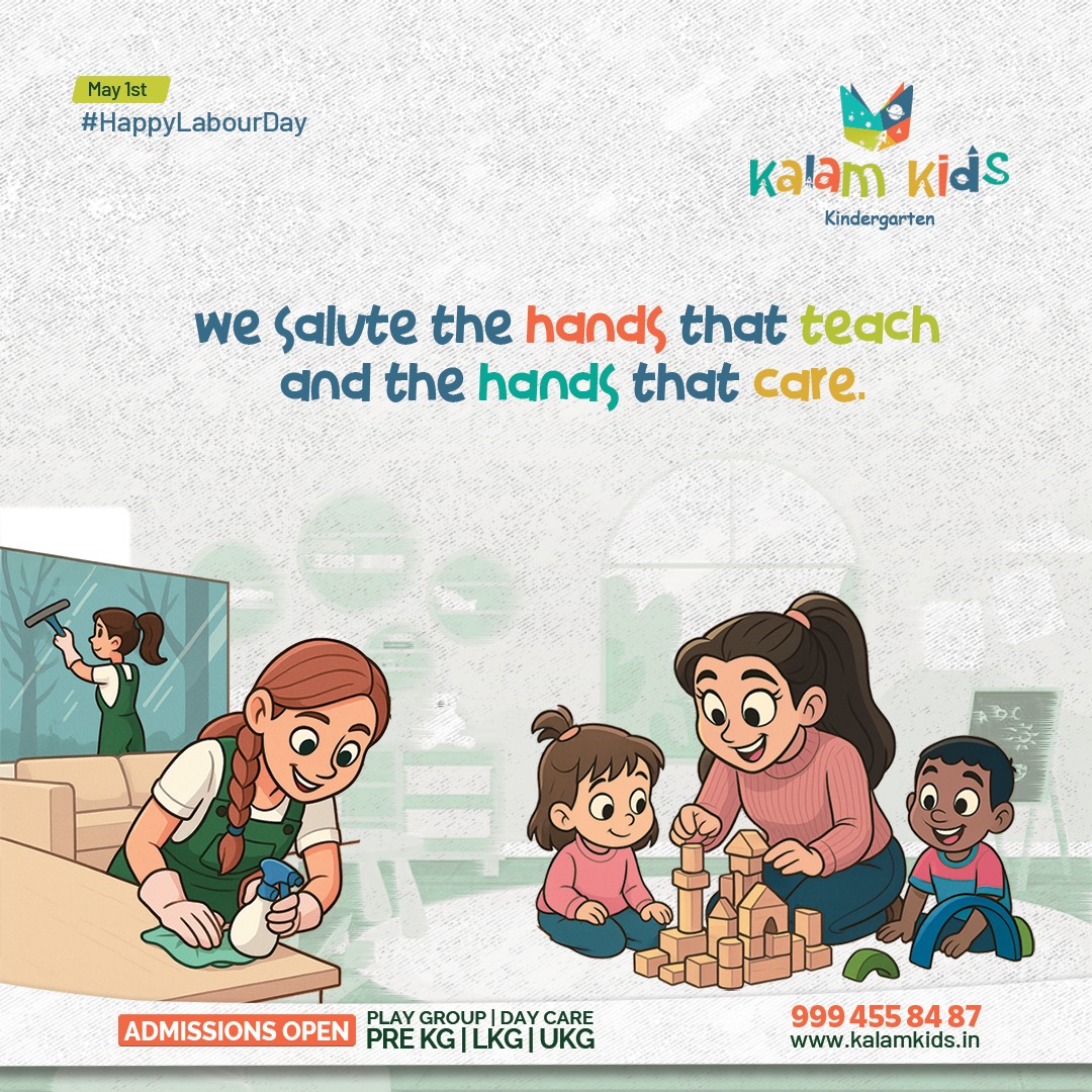 KidsKalam's tweet photo. 🌟 Happy Labour Day! 🌟

Today, we salute the hands that teach, clean, build, and care — the true heroes behind every child's bright future. 👩‍🏫

📞 Call: 999 455 84 87
🌐 Visit: https://t.co/ArJLVGIsM8

#HappyLabourDay #RutoMustGo #RetroBookings #HIT3 #TouristFamily #RohitSharma https://t.co/h1BBWGlQoD