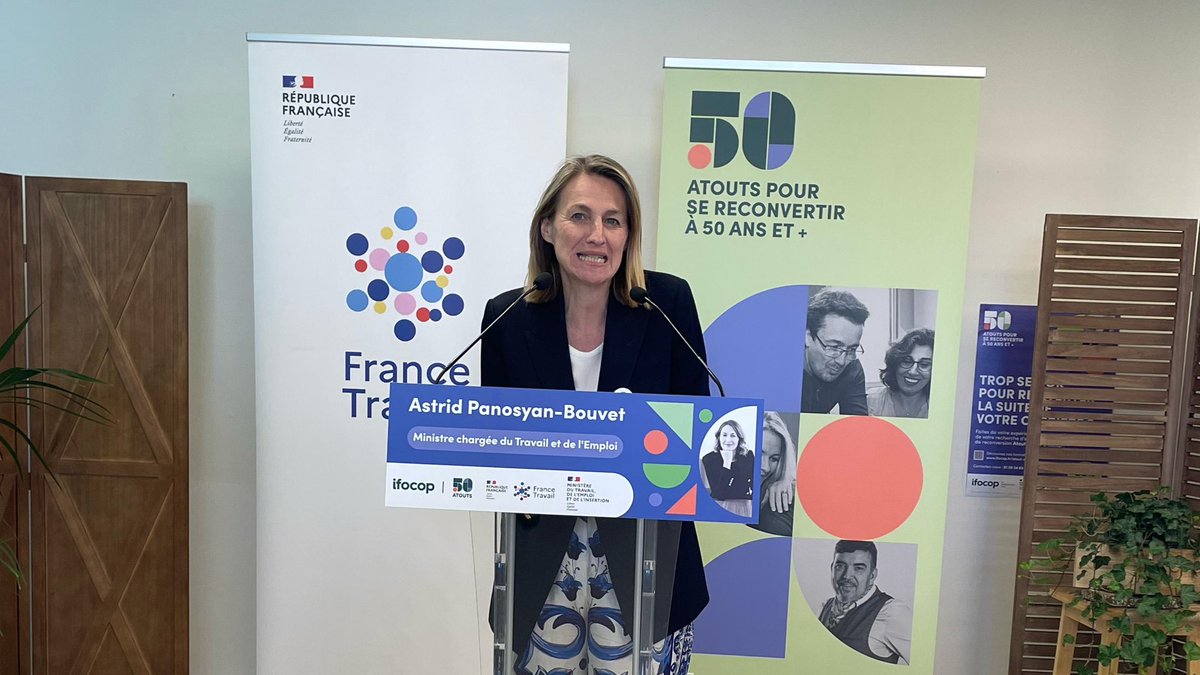 FranceTravail's tweet photo. Trouver un emploi à 50 ans et au delà, c'est possible !

La ministre @AstridPanosyan et @ThibautGuilluy sont présents aux installations pédagogiques Ifocop pour rencontrer les conseillers France Travail Pro et encadrants @ifocop qui accompagnent le programme « Atout seniors » 🤝 https://t.co/XOGGkJJuKh