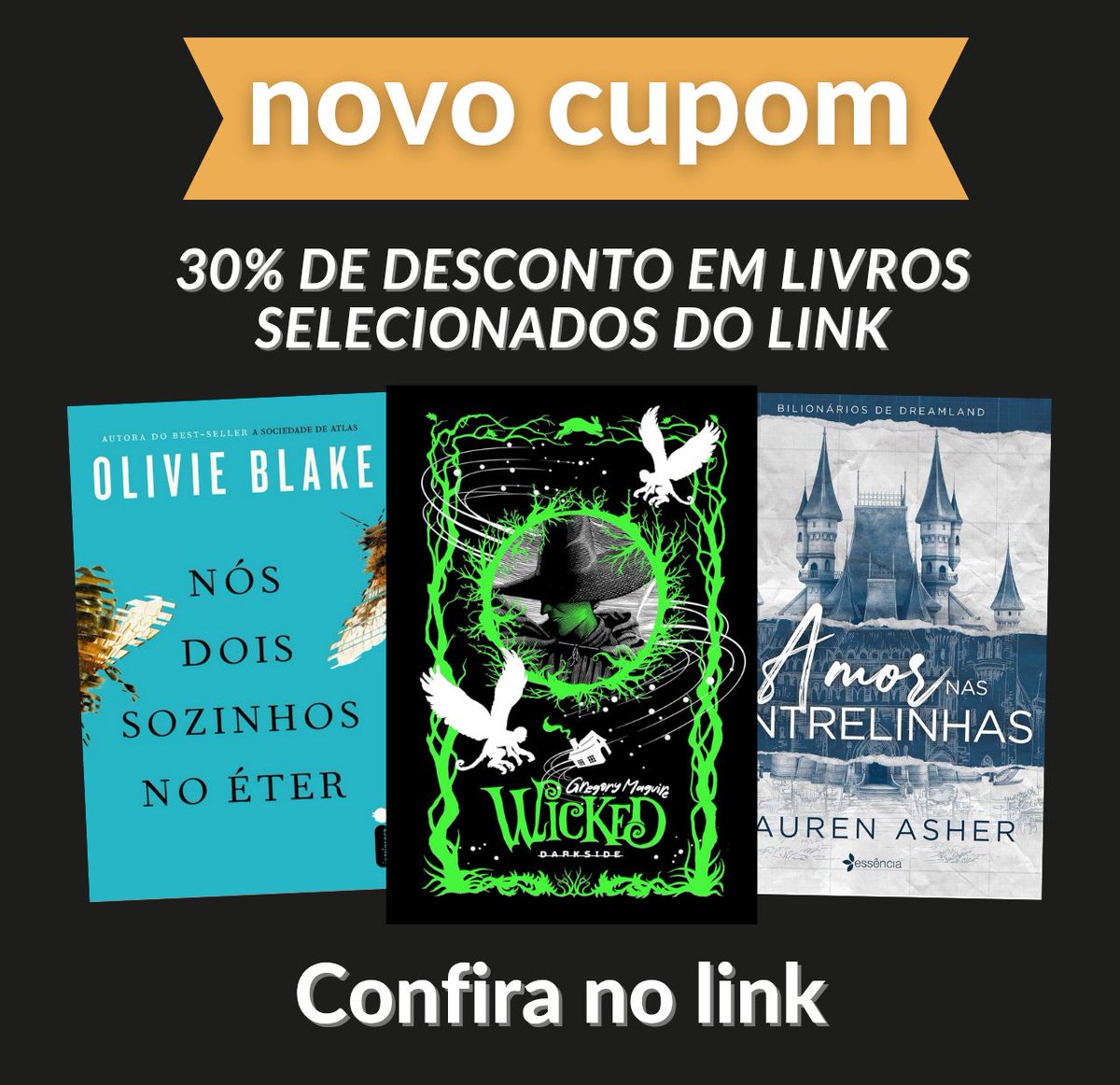 🚨 Último dia dos cupons

📚 20% OFF em Livros e Boxes da Record do link 🎟️ Use o cupom RECORD20 
➡️ amzlink.to/az0VOGlw4paJS

📚 30% OFF em Livros Selecionados do link:🎟️ Use o cupom LIVROS30
➡️ amzlink.to/az0i991Kes2hu