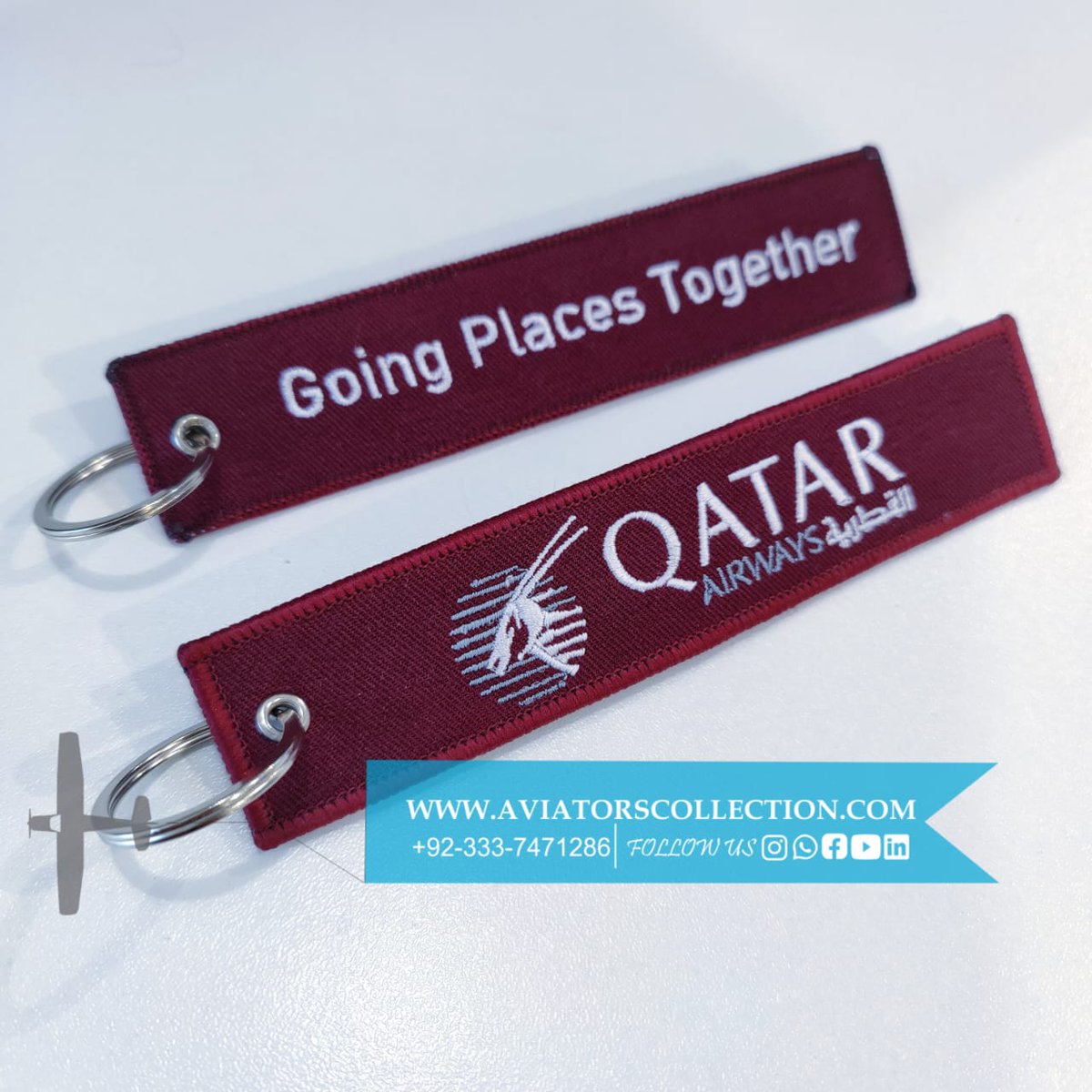 acpakistan's tweet photo. Going Places Together ✈️
Take off in style with these premium Qatar Airways keychains – perfect for aviation enthusiasts and travel lovers alike.📞 For orders: +92-333-7471286
#QatarAirways #GoingPlacesTogether #AvGeek #TravelAccessories #KeychainLove #AviatorsCollection https://t.co/aXhl4S5M3T