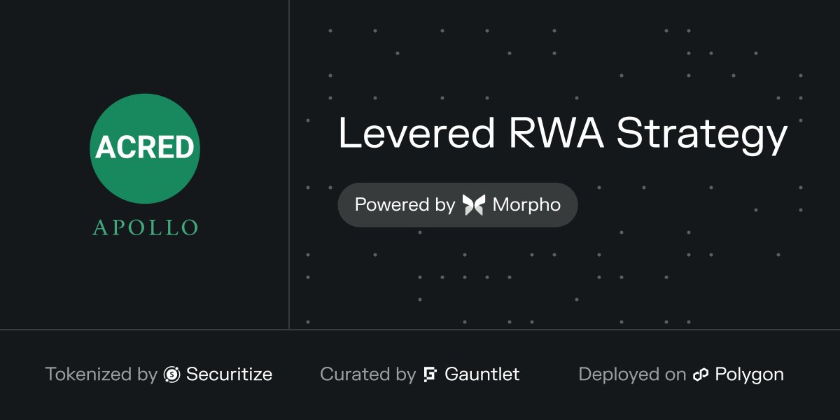 Institutional-grade DeFi strategies, powered by Morpho.

The newly launched levered RWA strategy on Apollo Diversified Credit Securitize Fund (ACRED) offers enhanced yields to institutional investors and is available exclusively onchain.