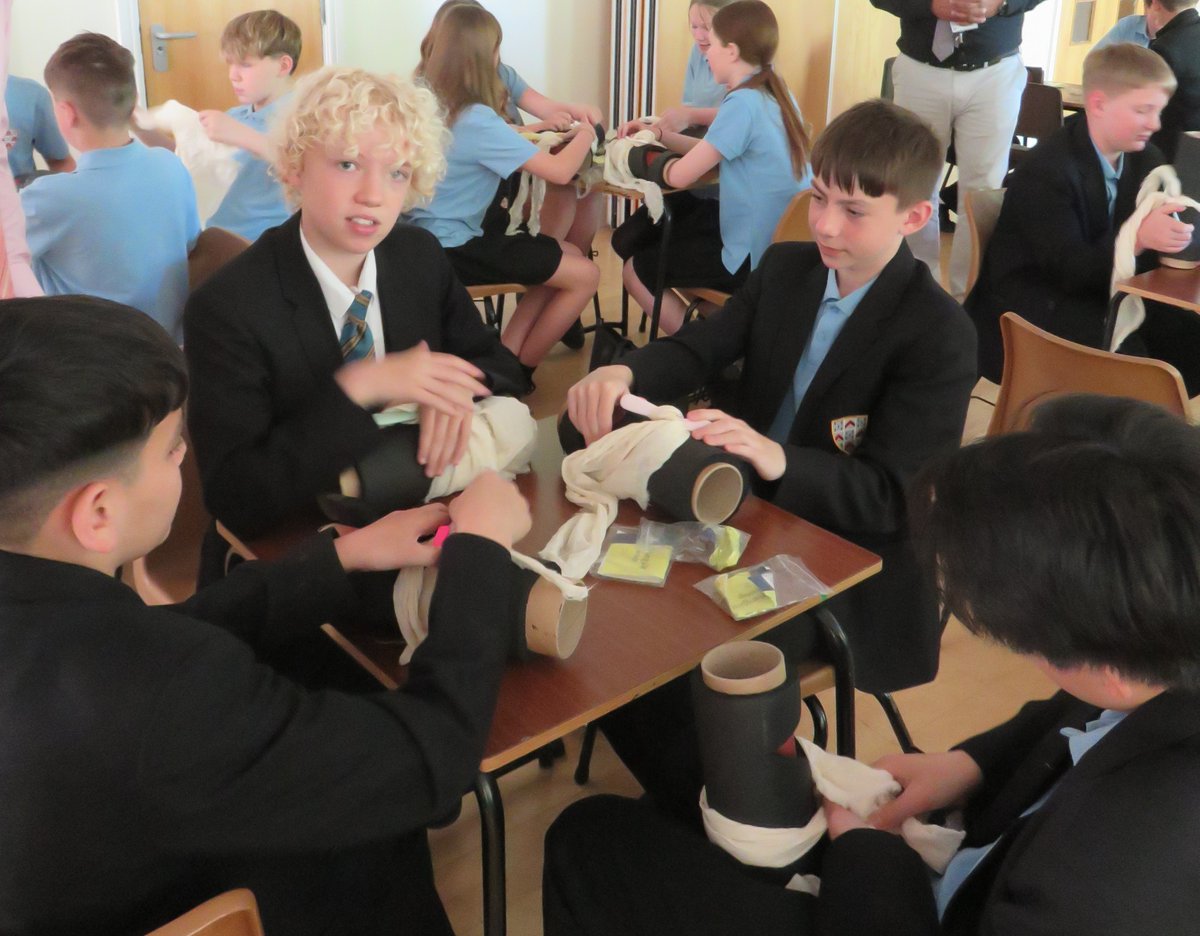 Our Year 7 students have taken part in a 'Stop the Bleed' workshop today. They have learnt how to pack a wound and improvise a tourniquet using every day items. Well done Year 7 - new life skills gained today!