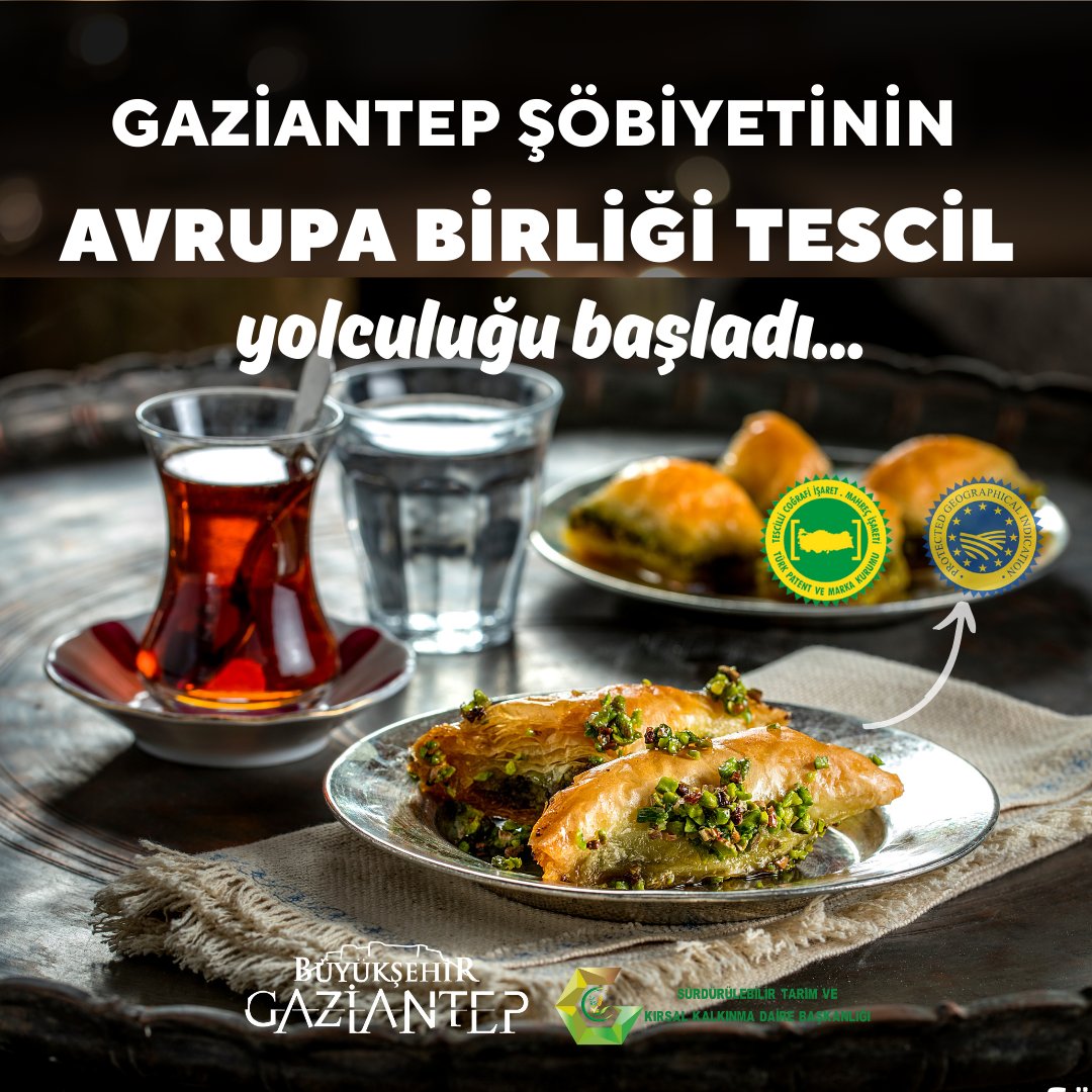 🥮 Gaziantep Şöbiyeti Avrupa yolunda! 🇪🇺✨

Gaziantep mutfağının göz bebeği Şöbiyet, Avrupa Birliği coğrafi işaret tescili sürecine resmen girdi! 🌍

Bu gurur, sadece bir tatlının değil; emeğin, ustalığın ve kültürün de tanındığının belgesidir.