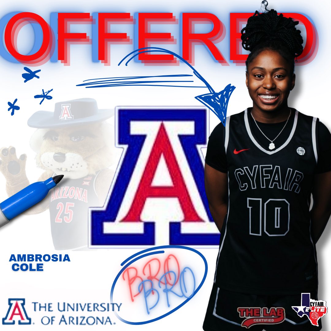 🛸Ambrosia (Bro Bro) Cole 🪐 (@ambrosiacole11) on Twitter photo Blessed and thankful to receive an offer from <a href="/ArizonaWBB/">Arizona Basketball</a> ! Thank you coach <a href="/beckyburke11/">Becky Burke</a> and <a href="/Coach_A_C/">Ashley Odom</a>
<a href="/CFEliteSports/">CyFair Elite Sports</a> <a href="/TEXASTHELAB/">THE LAB</a> Blessed and thankful to receive an offer from <a href="/ArizonaWBB/">Arizona Basketball</a> ! Thank you coach <a href="/beckyburke11/">Becky Burke</a> and <a href="/Coach_A_C/">Ashley Odom</a>
<a href="/CFEliteSports/">CyFair Elite Sports</a> <a href="/TEXASTHELAB/">THE LAB</a>