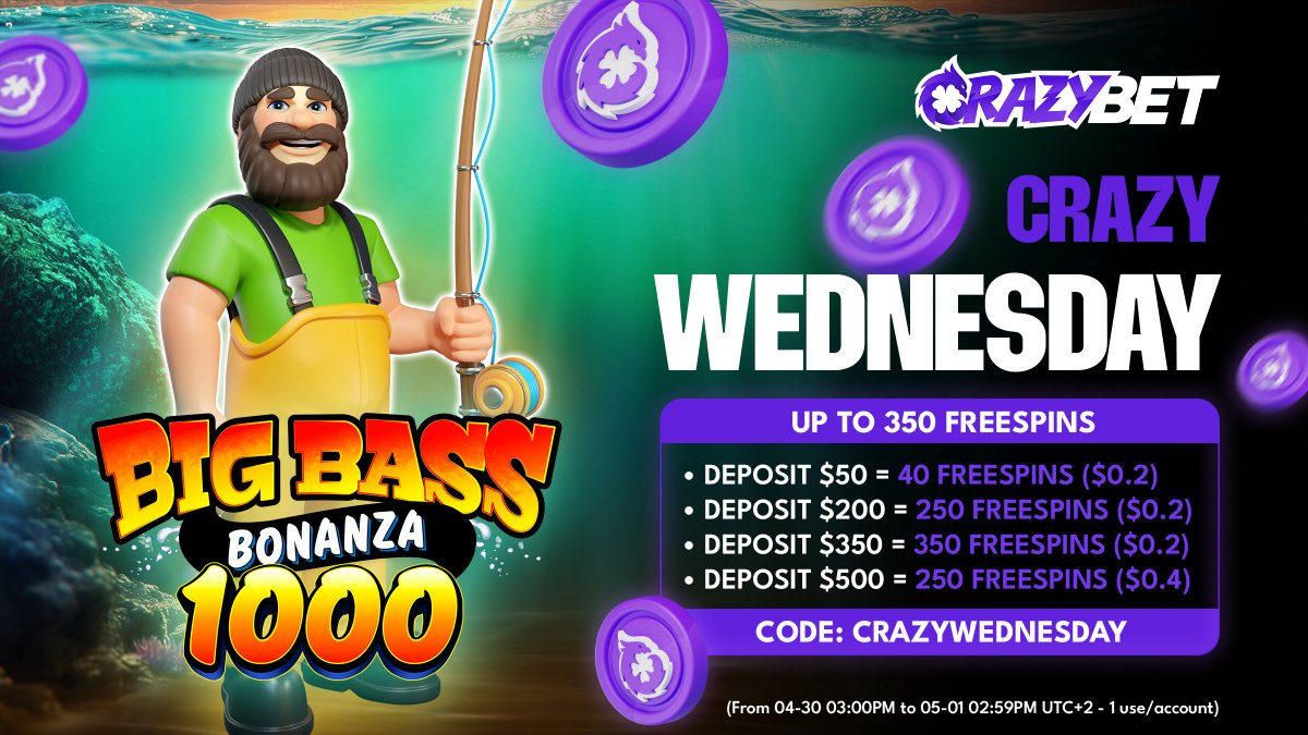 🤩 Day 3 - CrazyBet CRAZY Free Spin Wednesday 🤩

This CRAZY promotion gives you maximum chances to win on some of the hottest games available right now at CrazyBet.

✅ Like, Repost &amp; drop your CrazyBet username in the comments

Deposit today and claim up to 350 free spins!!

🎰
