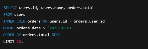 SamarZribi's tweet photo. ⚡️Struggling with slow JOIN queries? Try this optimization:

1 .Use INNER JOIN when you only need matching records.
2.Avoid SELECT *** in production.
3.Use LIMIT to avoid over-fetching data.

This ensures efficient fetching of only the data you need.
#MySQLTips #SQLOptimization https://t.co/c568wirDcQ