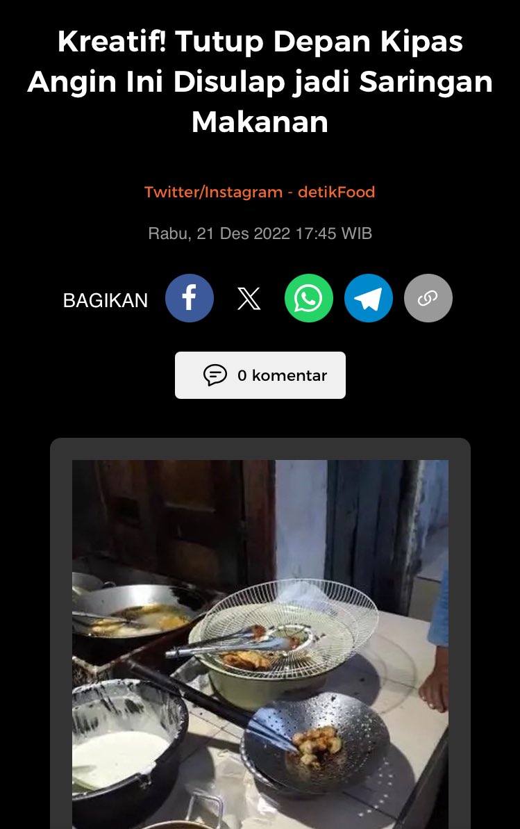 anmustofaa's tweet photo. @momoktomok @tul4ng Yoo bro, you can easily find a fan cover being used as a place to drip oil by a street food vendor, and the news called it “creative.” 🗿 https://t.co/IeWmlQpFq1
