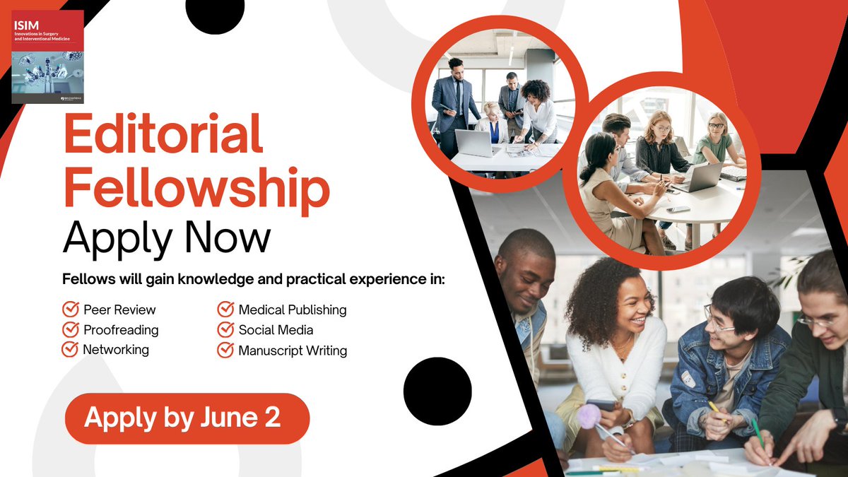 Apply for a 1-year Editorial Fellowship with #ISIMJournal! 
Applications are open through June 2, 2025.
loom.ly/8-bOMLI 
<a href="/InnoJournals/">Innovations Journals</a> <a href="/khaledalkattan/">خالد مناع القطان</a> <a href="/AzzamKhankan/">Azzam Khankan عزام خانكان</a>
 #fellowship #medicalpublishing #peerreview