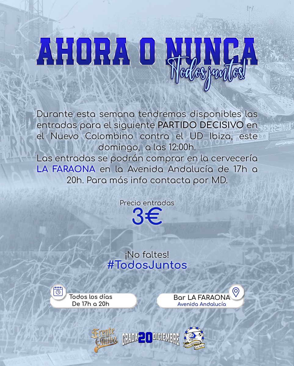 Entradas disponibles para el domingo 📥

¡Ahora o nunca!