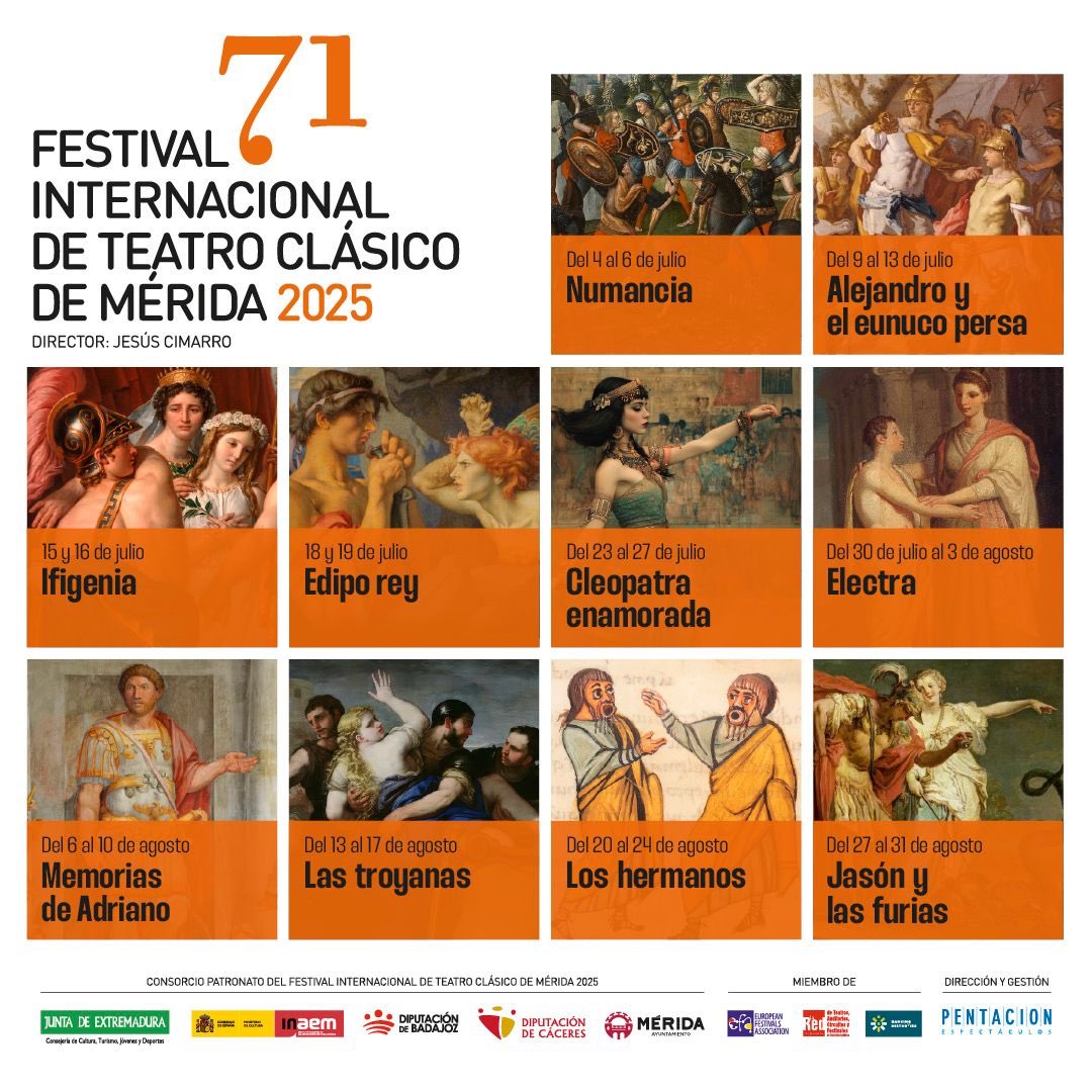 Extremadura Turismo (@extremadura_tur) on Twitter photo 🎭 Ya está disponible la programación completa del Festival Internacional de Teatro Clásico de Mérida (<a href="/Festival_Merida/">Festival Internacional de Teatro Clásico de Mérida</a>).
🗓️ Del 4 de julio al 31 de agosto.
#Mérida, donde historia y emoción se encuentran.
🔗 festivaldemerida.es
#Mérida71 🎭 Ya está disponible la programación completa del Festival Internacional de Teatro Clásico de Mérida (<a href="/Festival_Merida/">Festival Internacional de Teatro Clásico de Mérida</a>).
🗓️ Del 4 de julio al 31 de agosto.
#Mérida, donde historia y emoción se encuentran.
🔗 festivaldemerida.es
#Mérida71