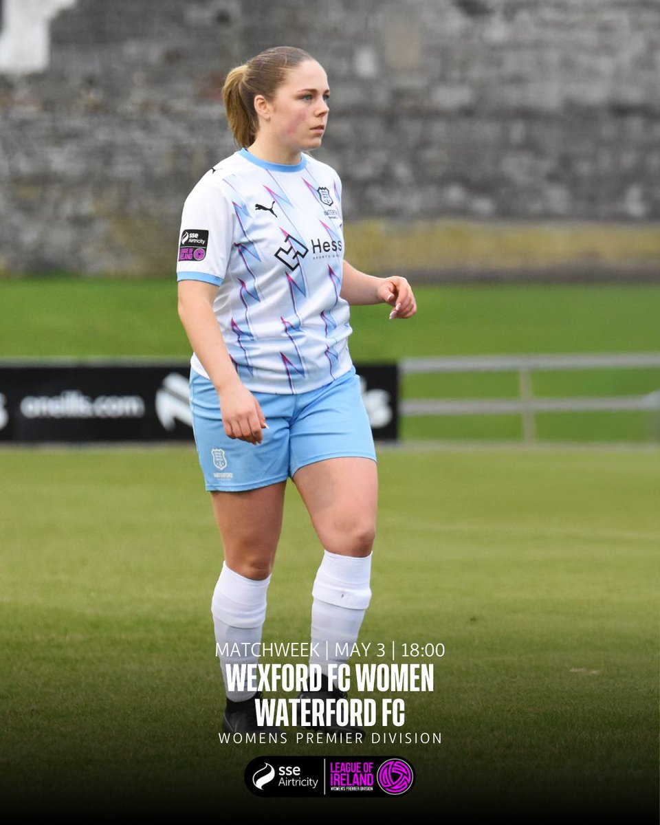 It's the first south-east derby on the season this Saturday 👊

Kick-off against Wexford FC at Ferrycarrig Park is at 6pm, with tickets available at the gate on matchday 🎟

#WaterfordFC | #WaterfordFCWomens