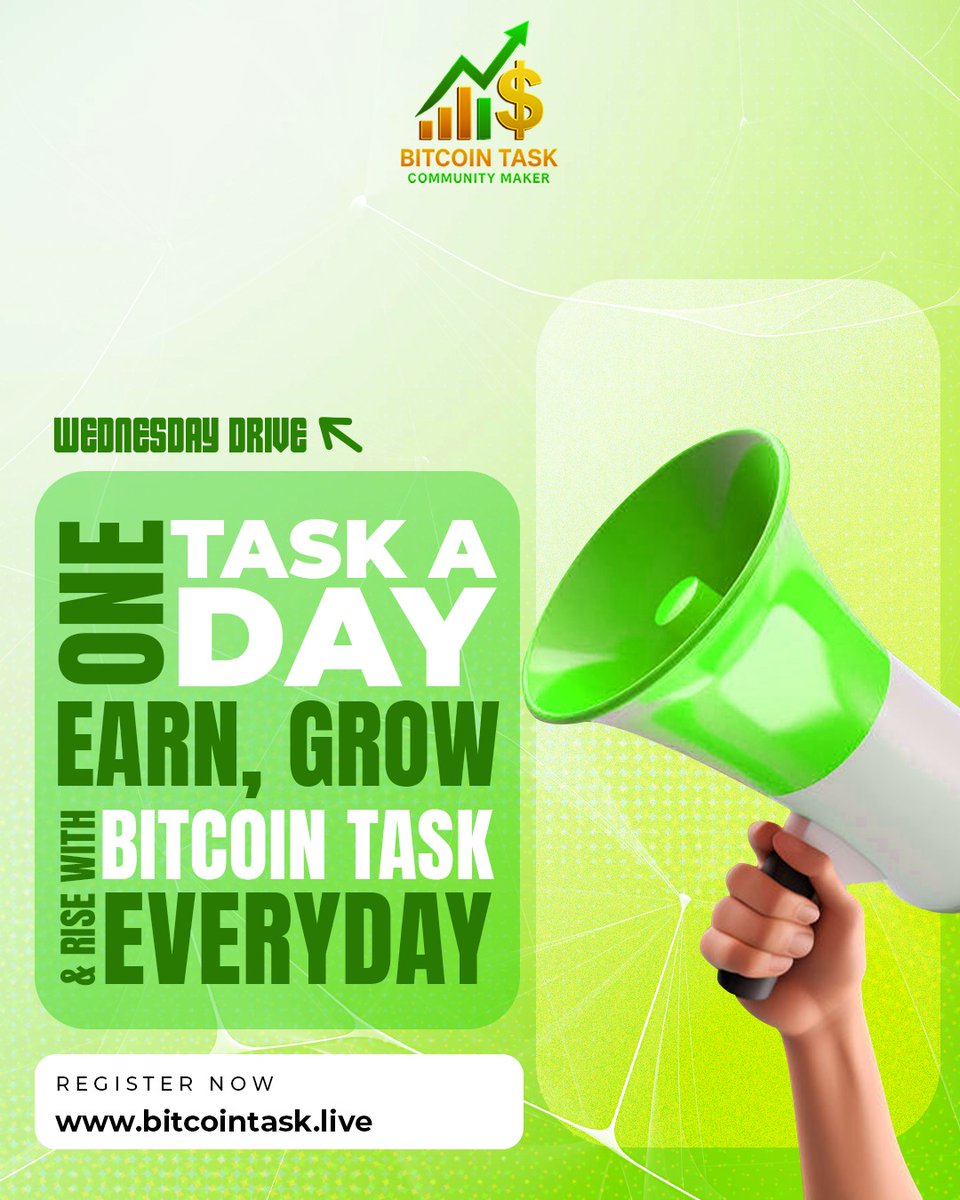 Bitcoin_Task's tweet photo. Just ONE TASK A DAY can change your journey!
💸 Earn, grow &amp; rise daily with Bitcoin Task – your simple path to crypto income.

💼 Whether you're a beginner or a pro, it's your time to rise.

📲 Register now at: https://t.co/HfLIYsG0Tf

#bitcointask #cryptotask #earncrypto https://t.co/nI320VGpXX