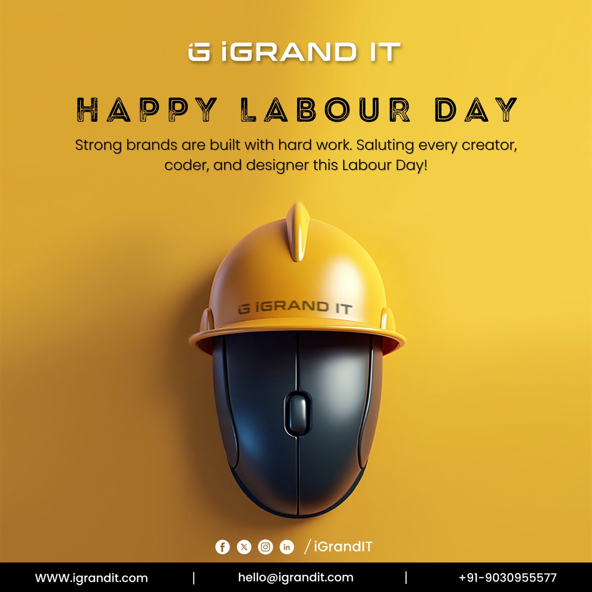 igrandit's tweet photo. Strong brands are built with hard work. Saluting every creator, coder, and designer this Labour Day!

#labourday #May1st #iGRANDIT #webagency #topwebagencies2025 #webagenciesinnhyderabad #webagenciesinindia #brandingagency #brandingagencyindia #uiuxcompany #graphicdesigner https://t.co/5uH53lxa02