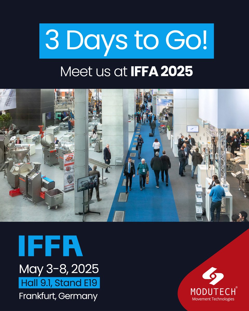 modutechtr's tweet image. The countdown has begun!

From May 3–8, we’ll be at IFFA 2025 in Frankfurt, showcasing our latest modular belt solutions tailored for the meat processing industry.

Visit Modutech at Hall 9.1, Stand E19! We’re ready to connect, collaborate, and innovate.

#Modutech #IFFA2025