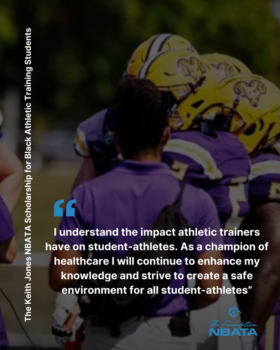 NBATA's tweet photo. Empowering the next generation
We’re proud to honor this year’s Keith Jones Athletic Training Scholarship recipient — a future AT who represents Black excellence, leadership & legacy in the profession.
#NBATA #KeithJonesScholarship #BlackExcellence #FutureATC https://t.co/RMl6xHcdo8